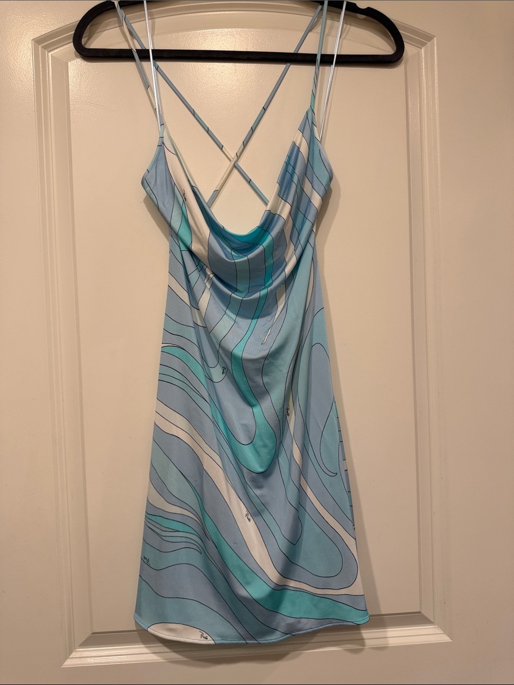 Emilio Pucci Blue and White Swirl Slip Dress